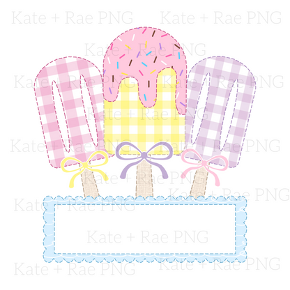 Girls Popsicle Faux Applique