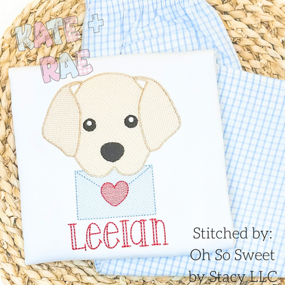 Boys Valentine's Day Puppy Sketch Stitch Embroidery Design