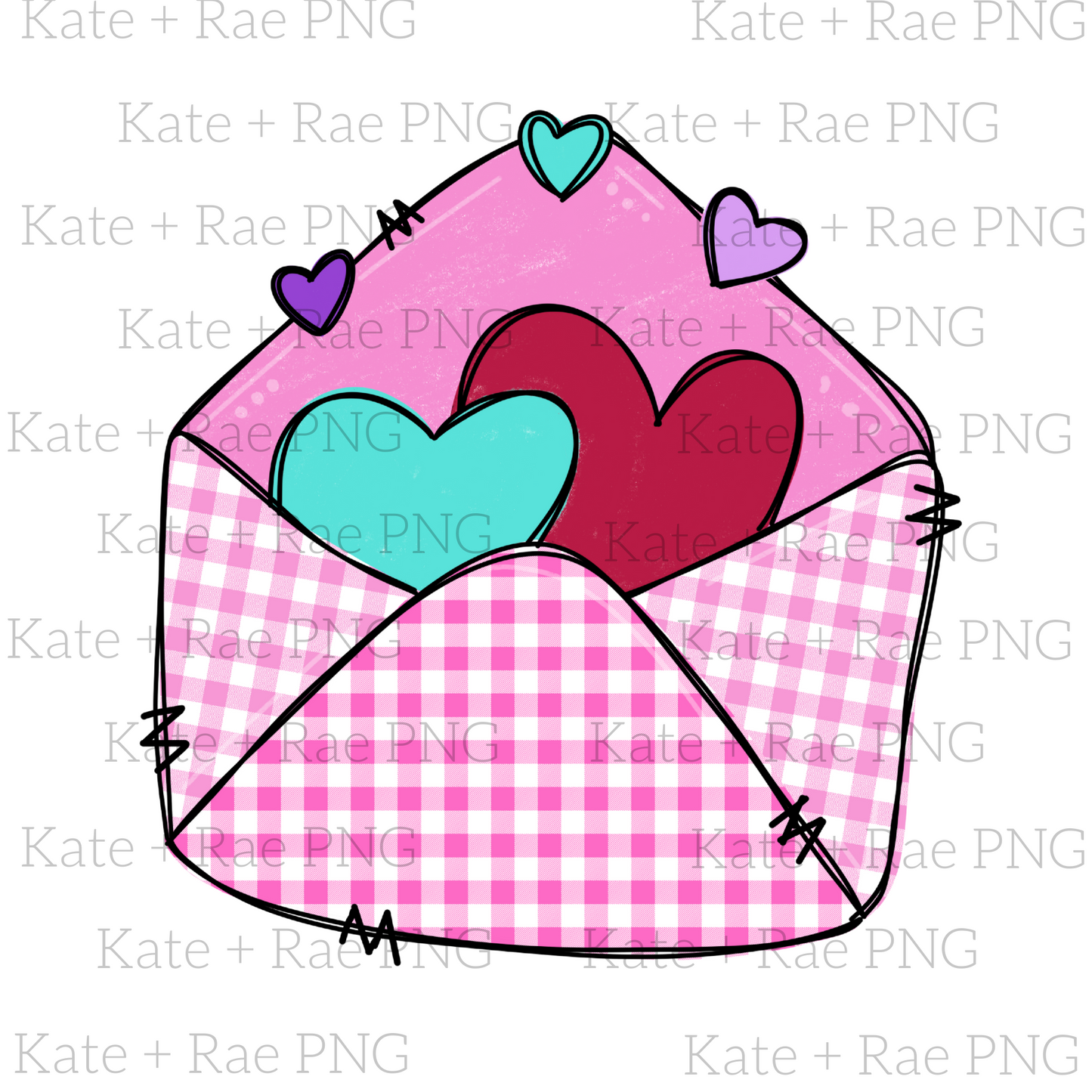 Envelope of Hearts PNG