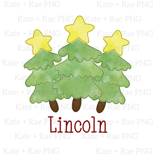 Christmas Tree Trio with Stars (No Name Plate)