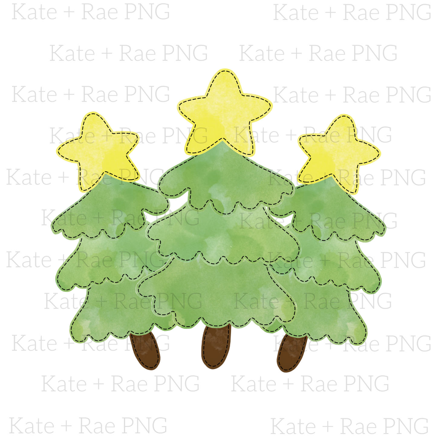 Christmas Tree Trio with Stars (No Name Plate)