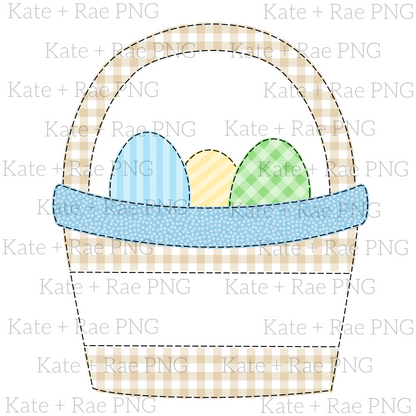 Boy's Easter Basket Faux Applique PNG