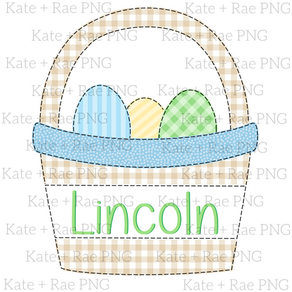 Boy's Easter Basket Faux Applique PNG
