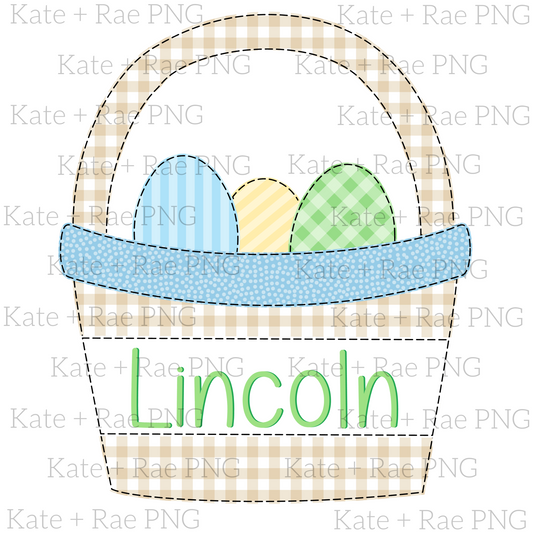 Boy's Easter Basket Faux Applique PNG