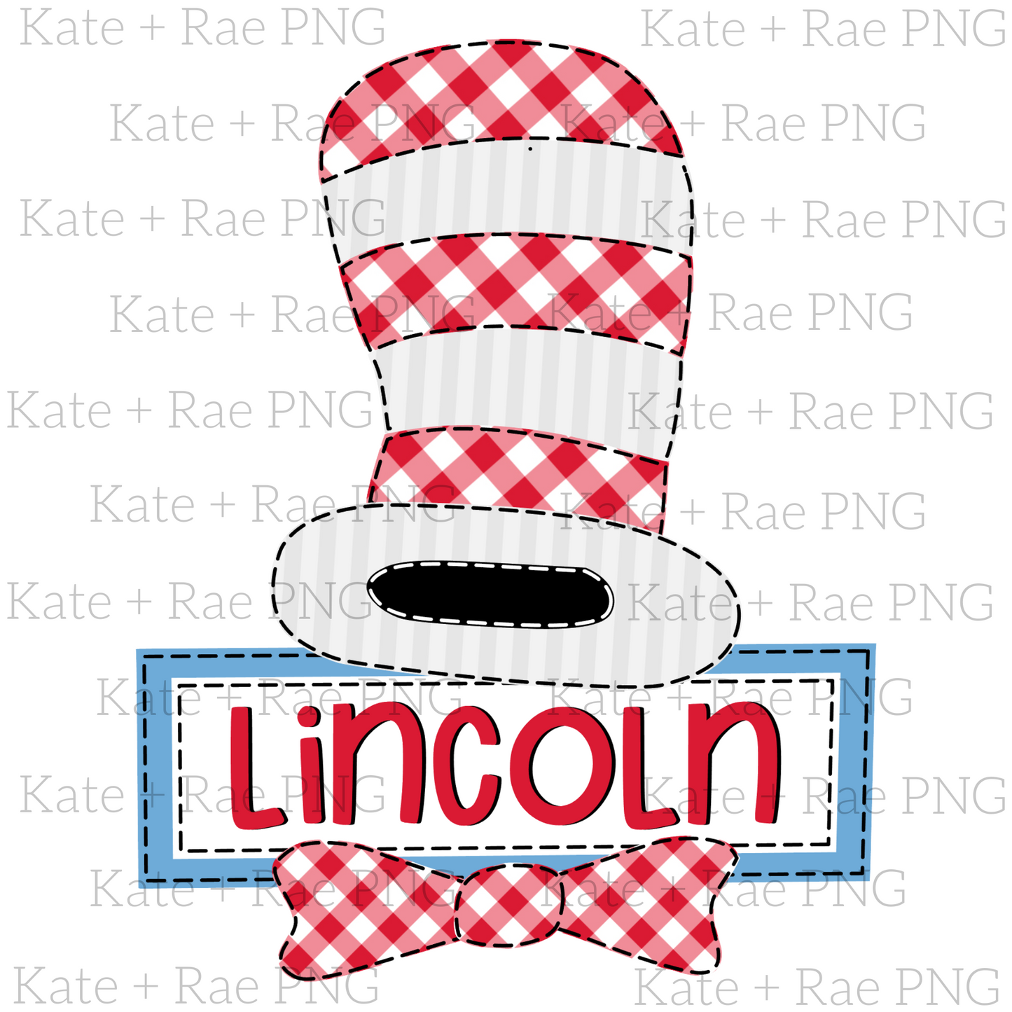 Boys Cat in the Hat Faux Applique PNG