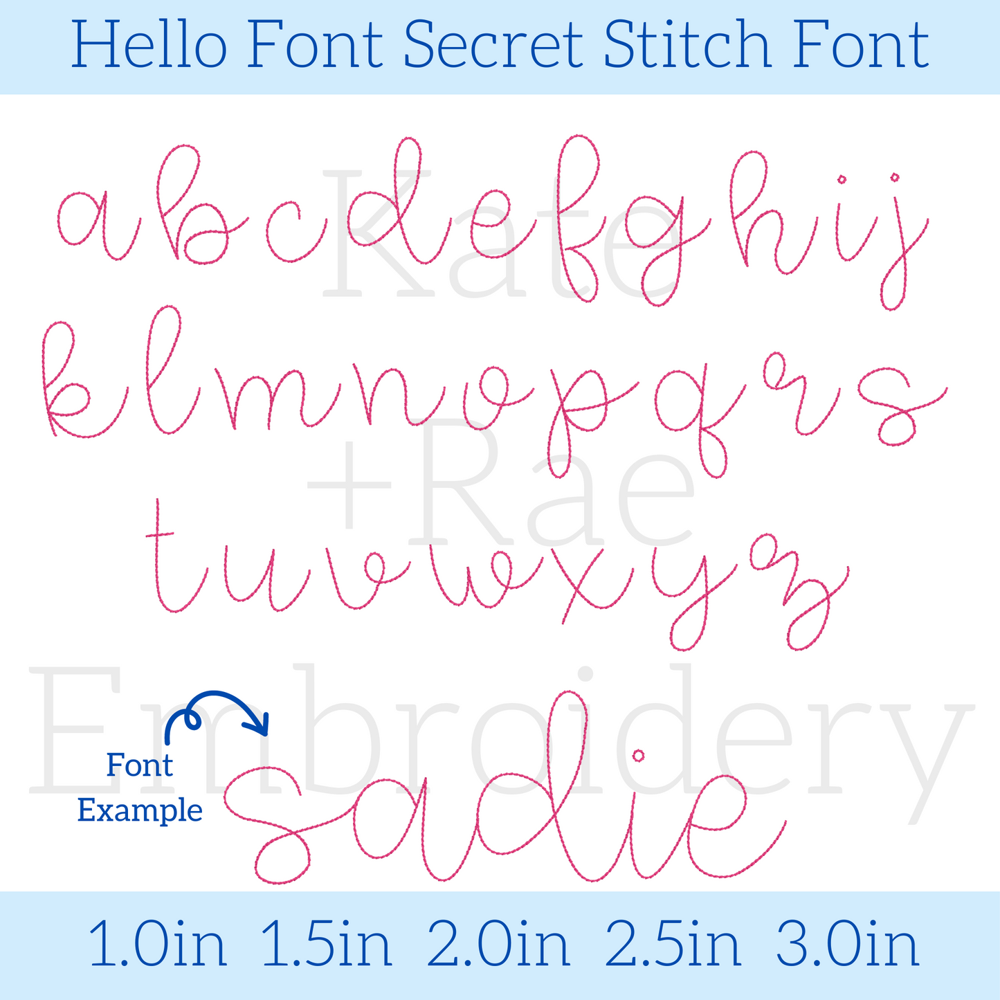 Hello Secret Stitch Embroidery Font