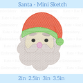Santa Mini Sketch Stitch Embroidery Design: Design preview of a small sketch stitch Santa face with a red hat, available in 2 to 3.5 inch sizes