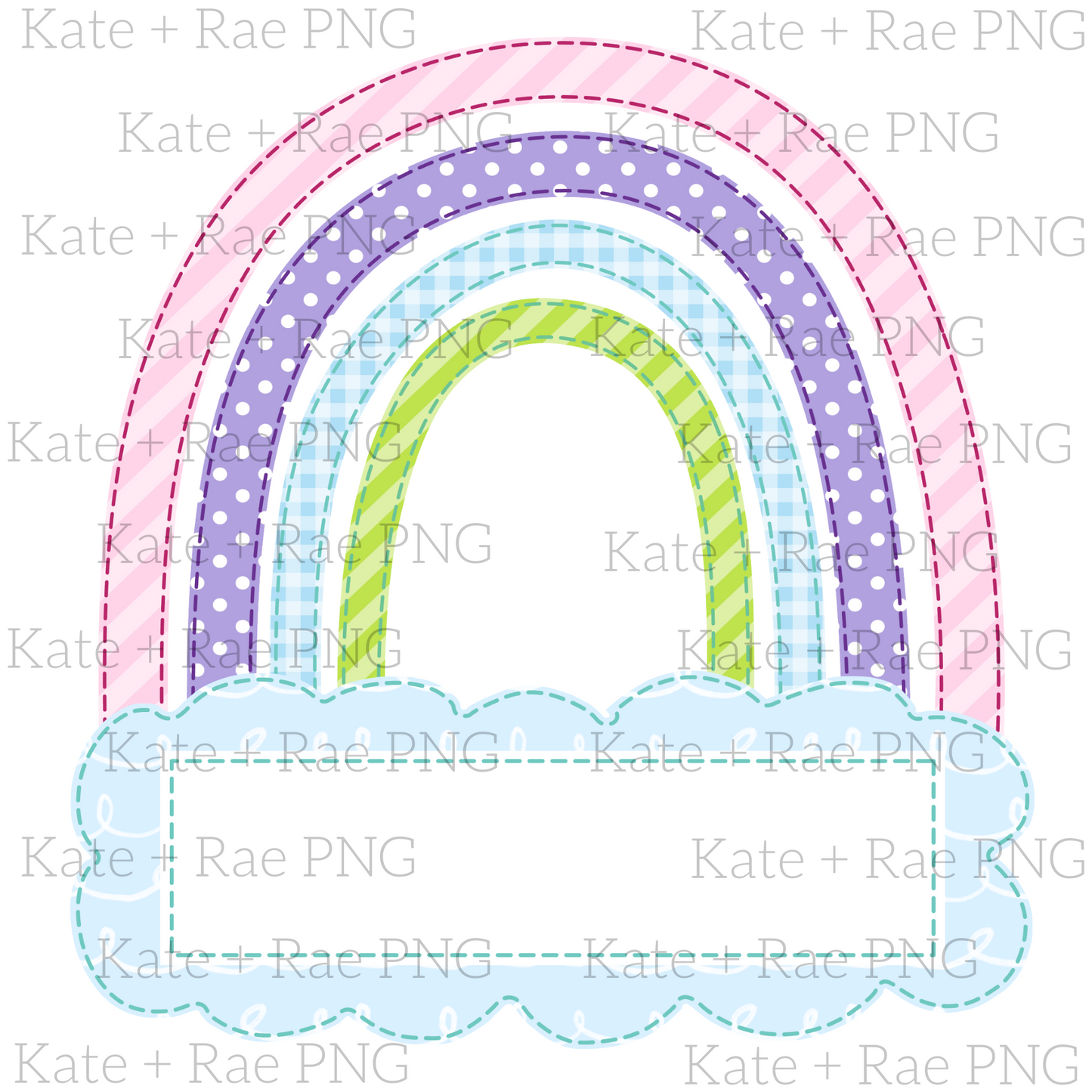 Rainbow Faux Applique with Name Plate PNG