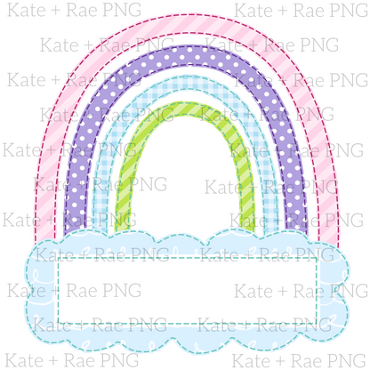 Rainbow Faux Applique with Name Plate PNG