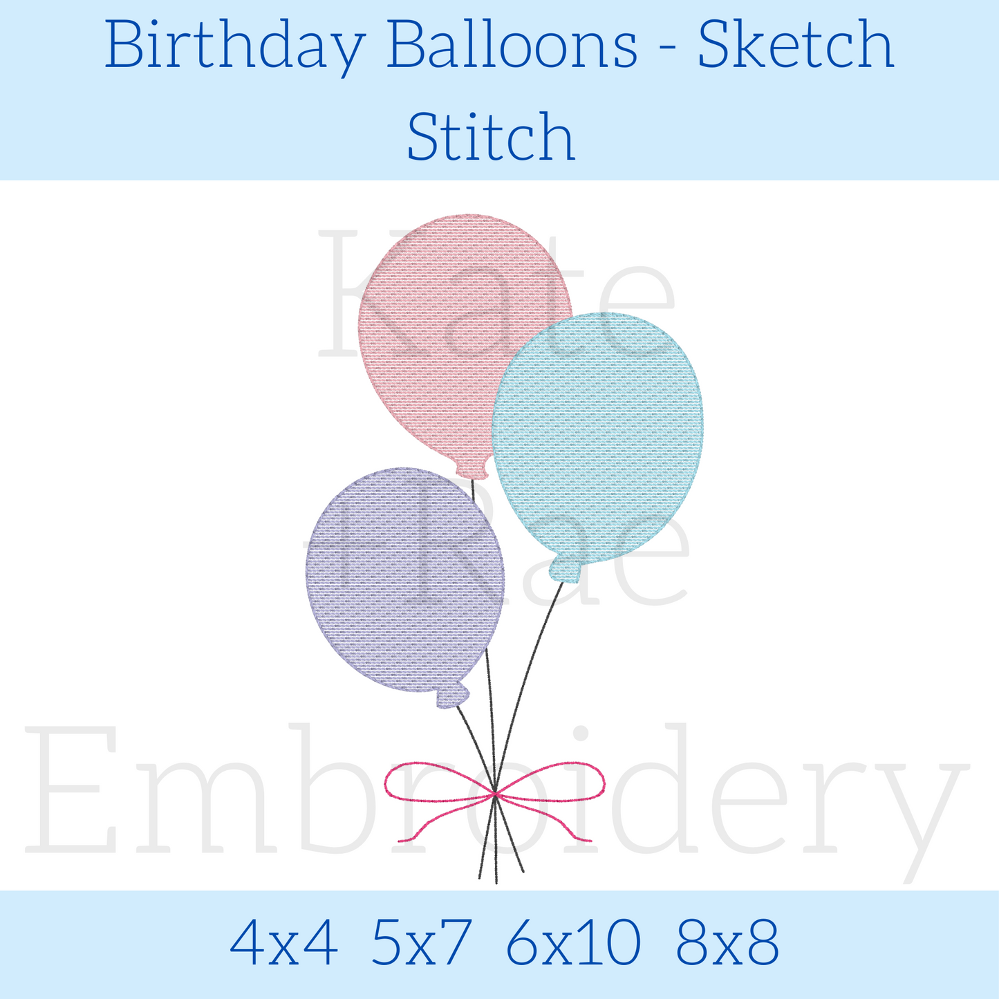 Birthday Balloons Sketch Stitch Embroidery Design