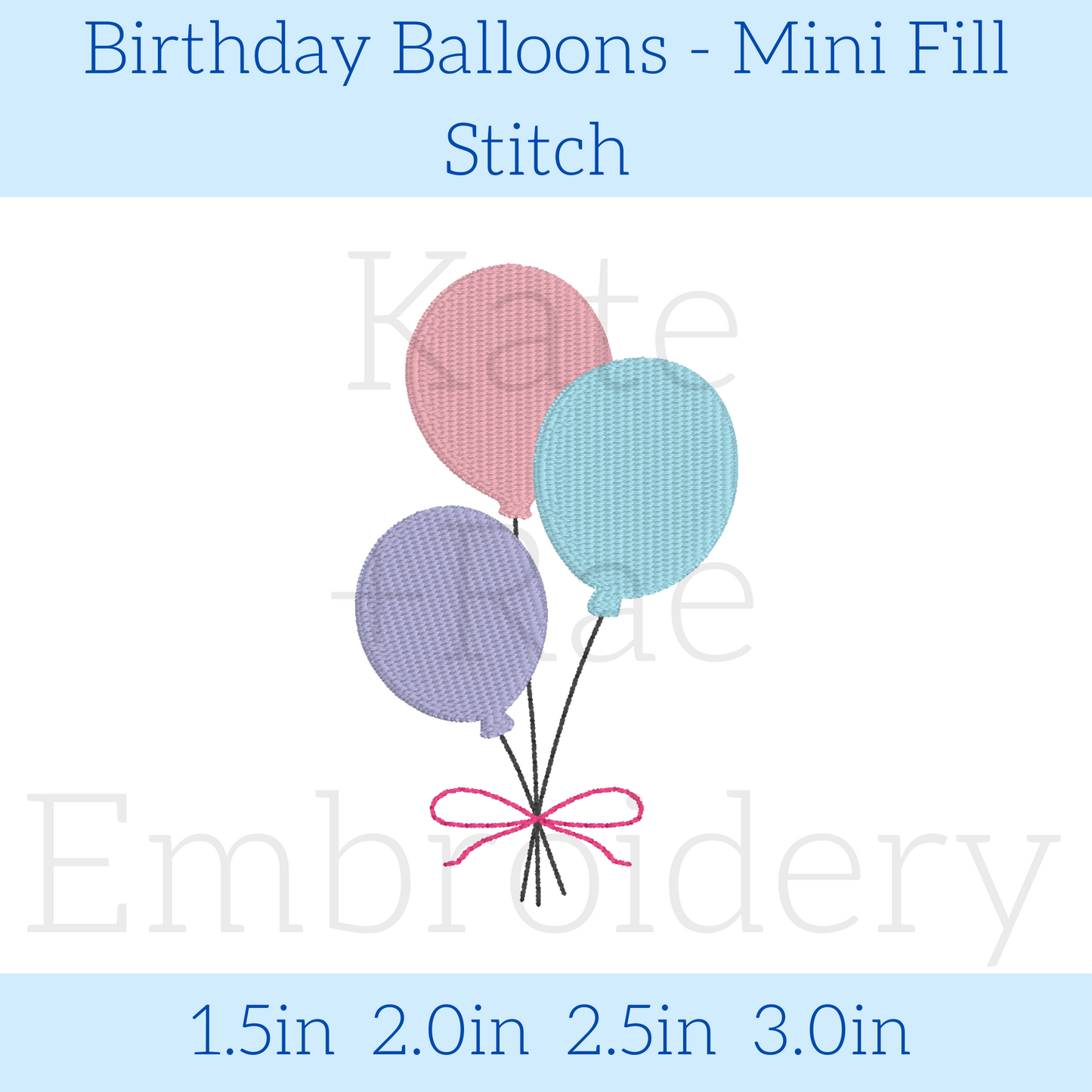 Birthday Balloons Mini Fill Embroidery Design