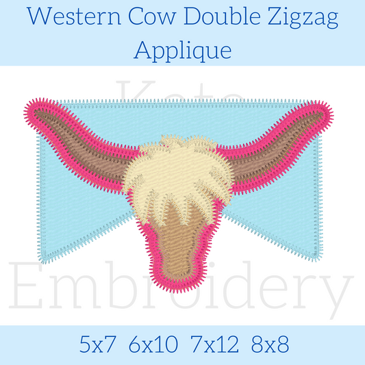 Western Cow Zigzag Applique - Custom Order