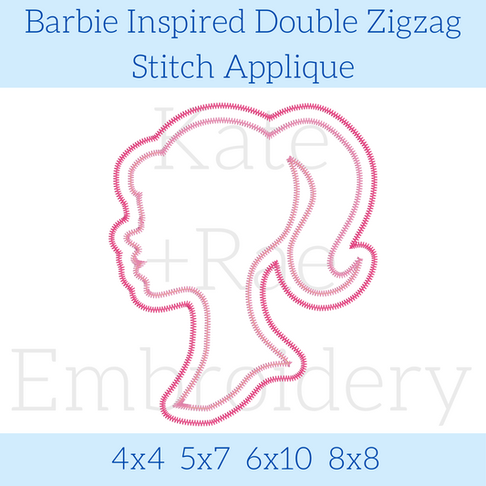Barbie Inspired Double Zigzag Stitch Applique Embroidery Design