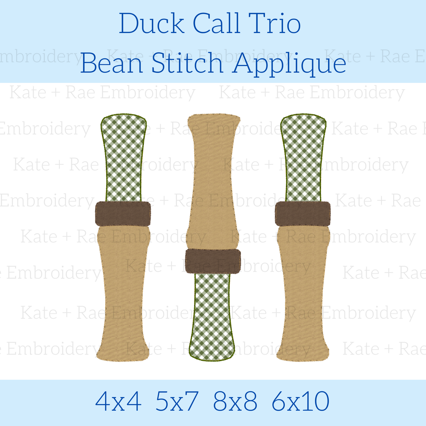 Duck Call Bean Stitch Applique Embroidery Design