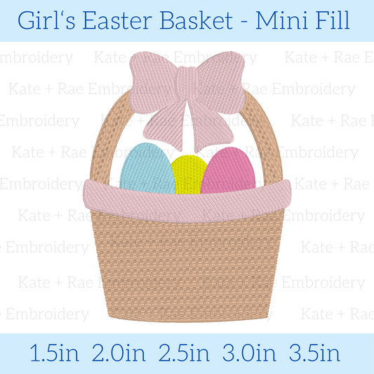 Girl's Simple Easter Basket Mini Fill Embroidery Design