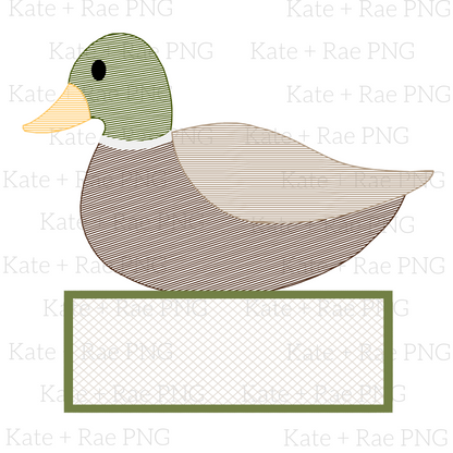 Mallard Duck Sketch PNG with Name Plate