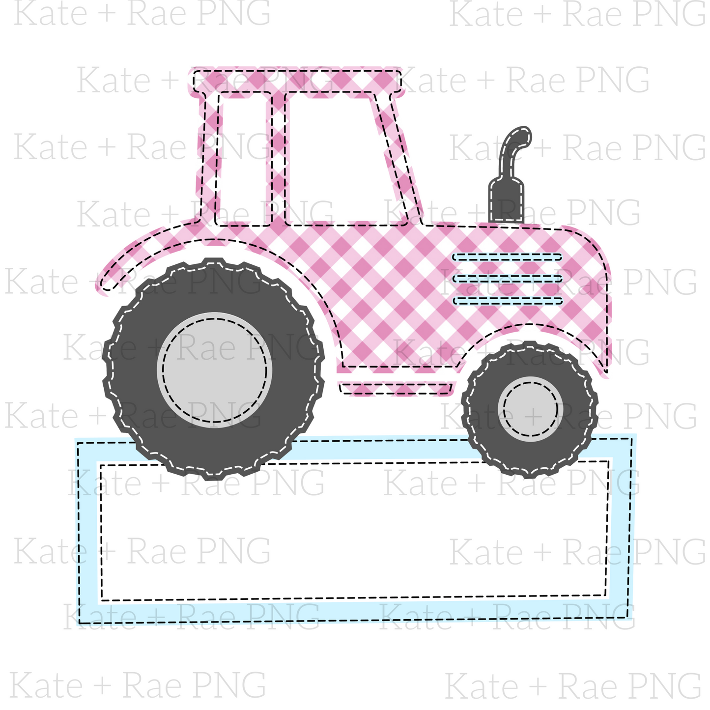 Pink Tractor Faux Applique PNG (Name Plate)