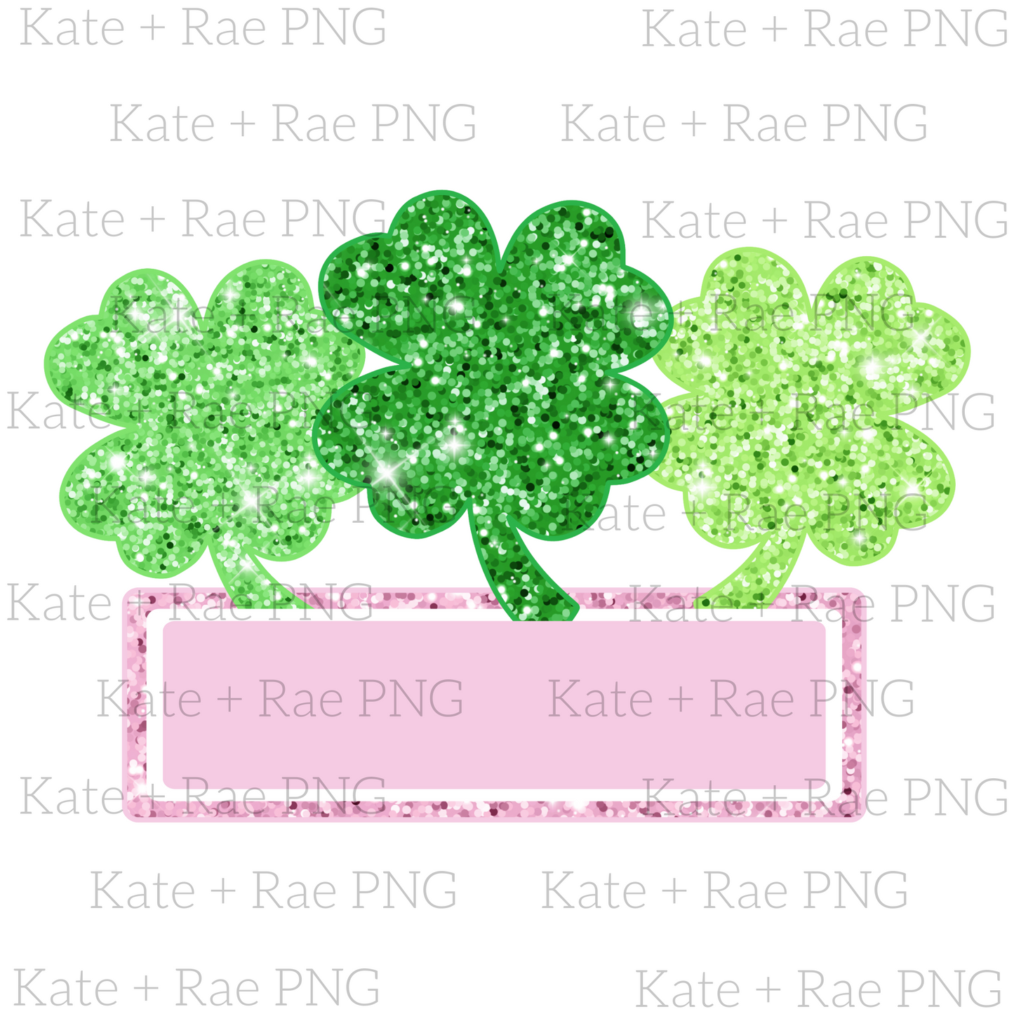 Glitter Shamrock Trio with Name Plate PNG