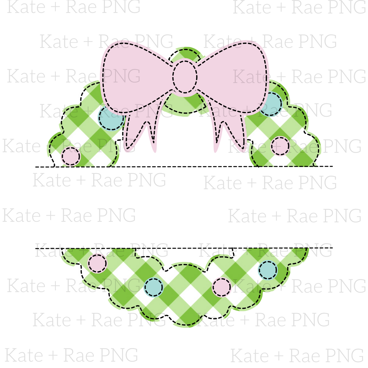 Girly Christmas Wreath Faux Applique png - Split Name Design