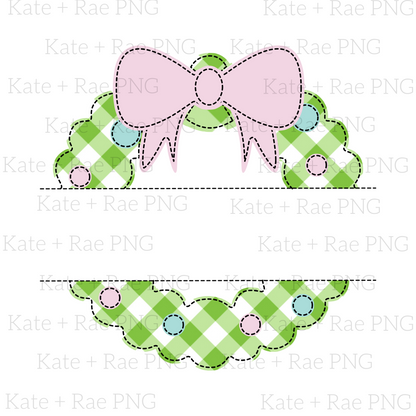Girly Christmas Wreath Faux Applique png - Split Name Design