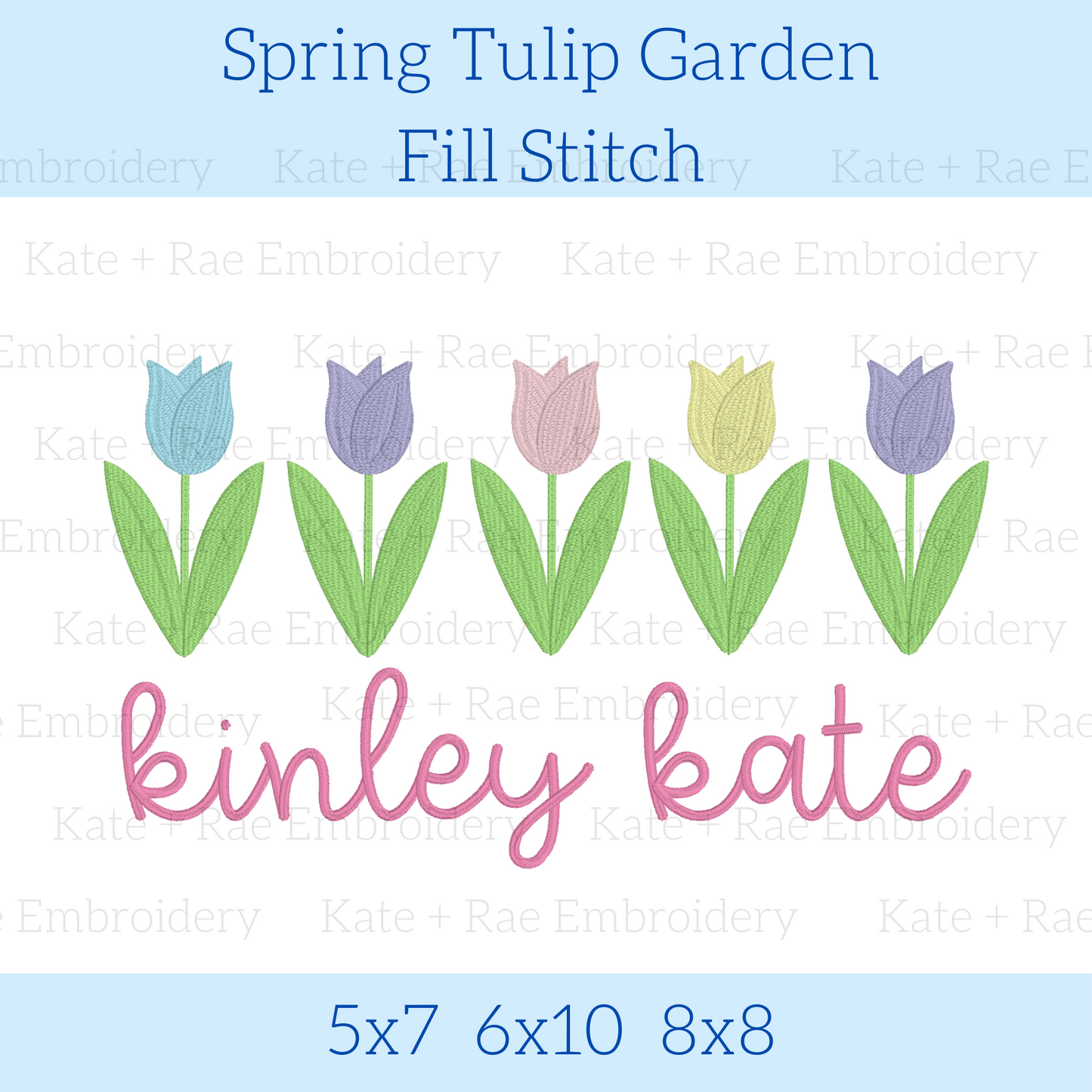 Tulip Garden Fill Stitch Embroidery Design