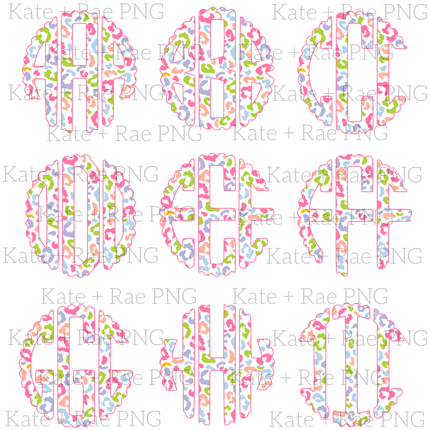 Spring Leopard Doodle Monogram Pack