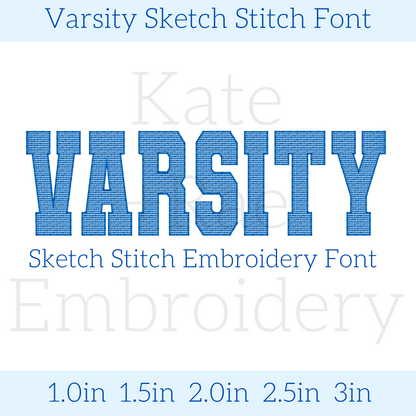 Varsity Sketch Stitch Embroidery Font