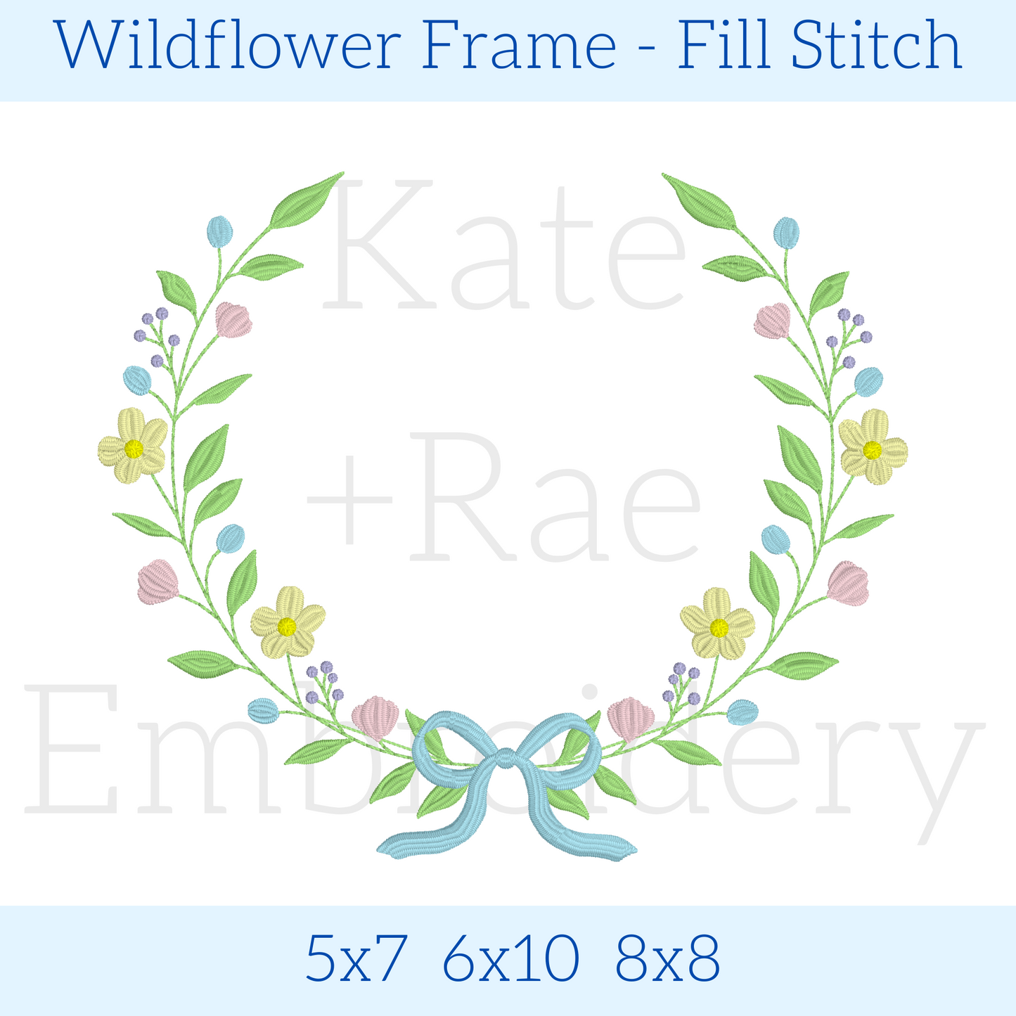 Wildflower Frame Fill Stitch Embroidery Design