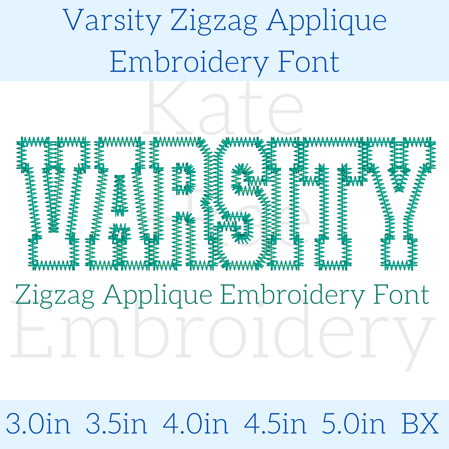Varsity Zigzag Stitch Applique Embroidery Font