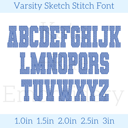 Varsity Sketch Stitch Embroidery Font