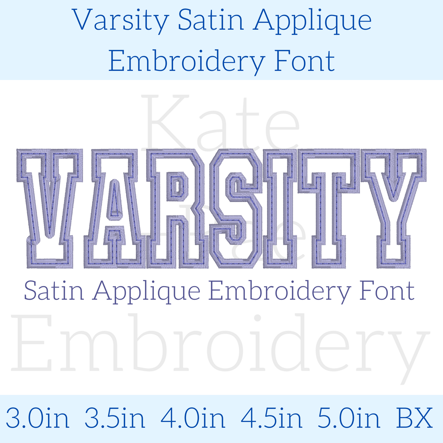 Varsity Satin Stitch Applique Embroidery Font