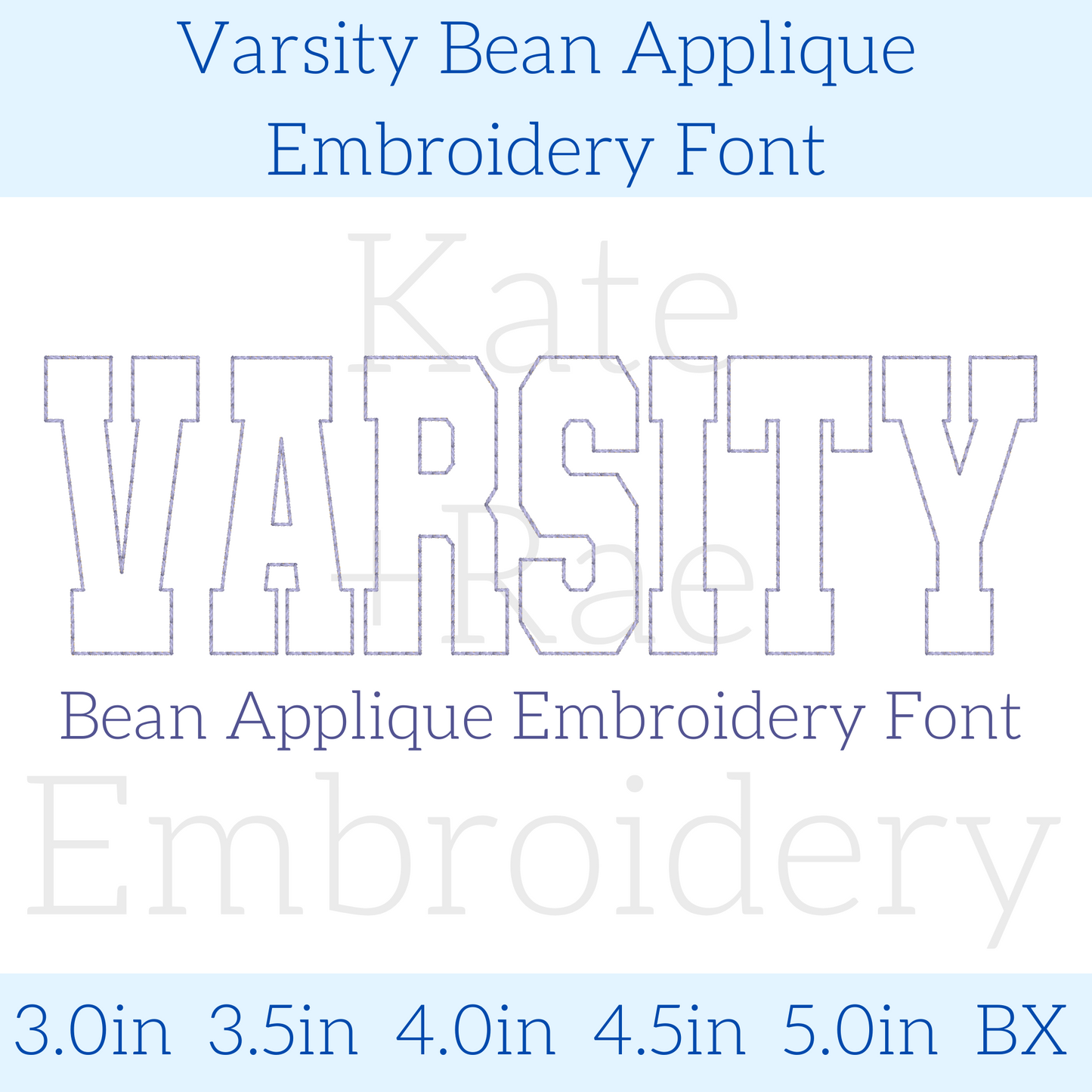 Varsity Bean Stitch Applique Embroidery Font
