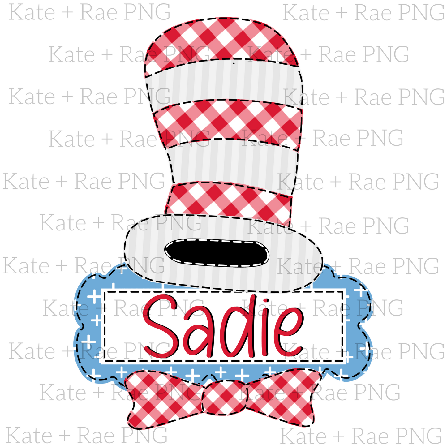 Girls Cat in the Hat Faux Applique PNG