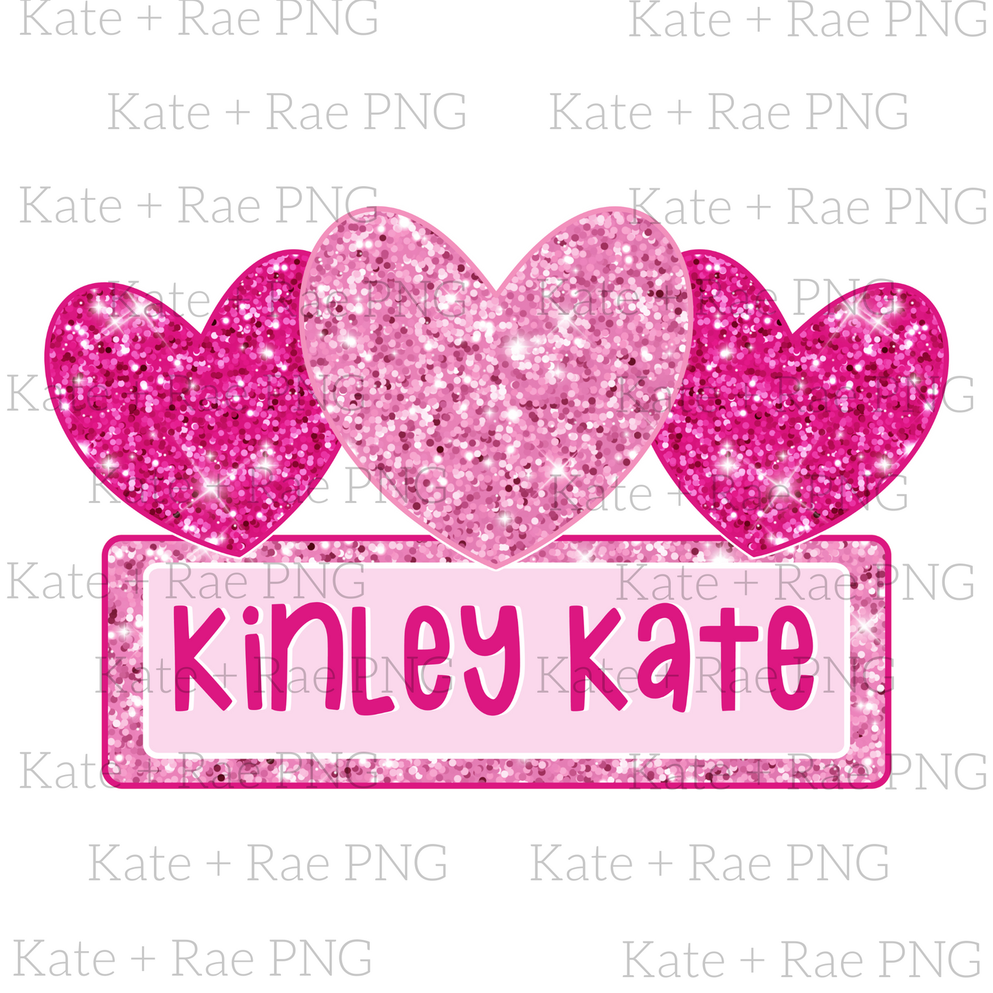 Glitter Heart Trio with Name Plate