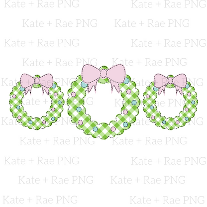Girly Christmas Wreath Trio Faux Applique PNG
