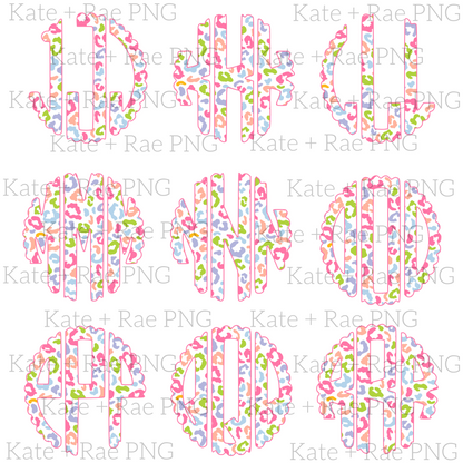 Spring Leopard Doodle Monogram Pack