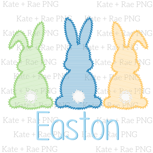 Boy's Bunny Faux Sketch Embroidery PNG