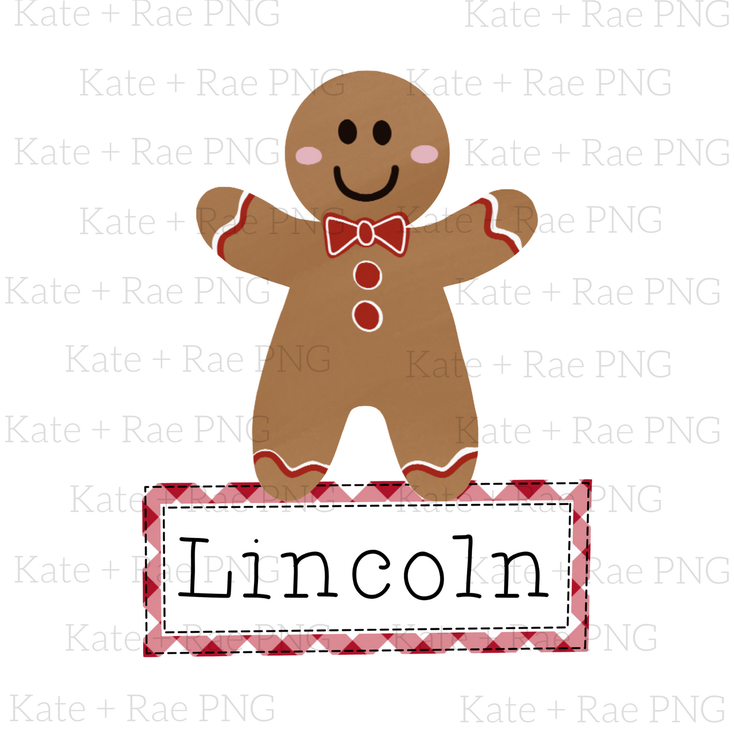 Gingerbread Boy with Name Plate PNG