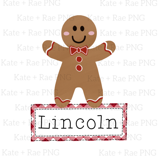 Gingerbread Boy with Name Plate PNG