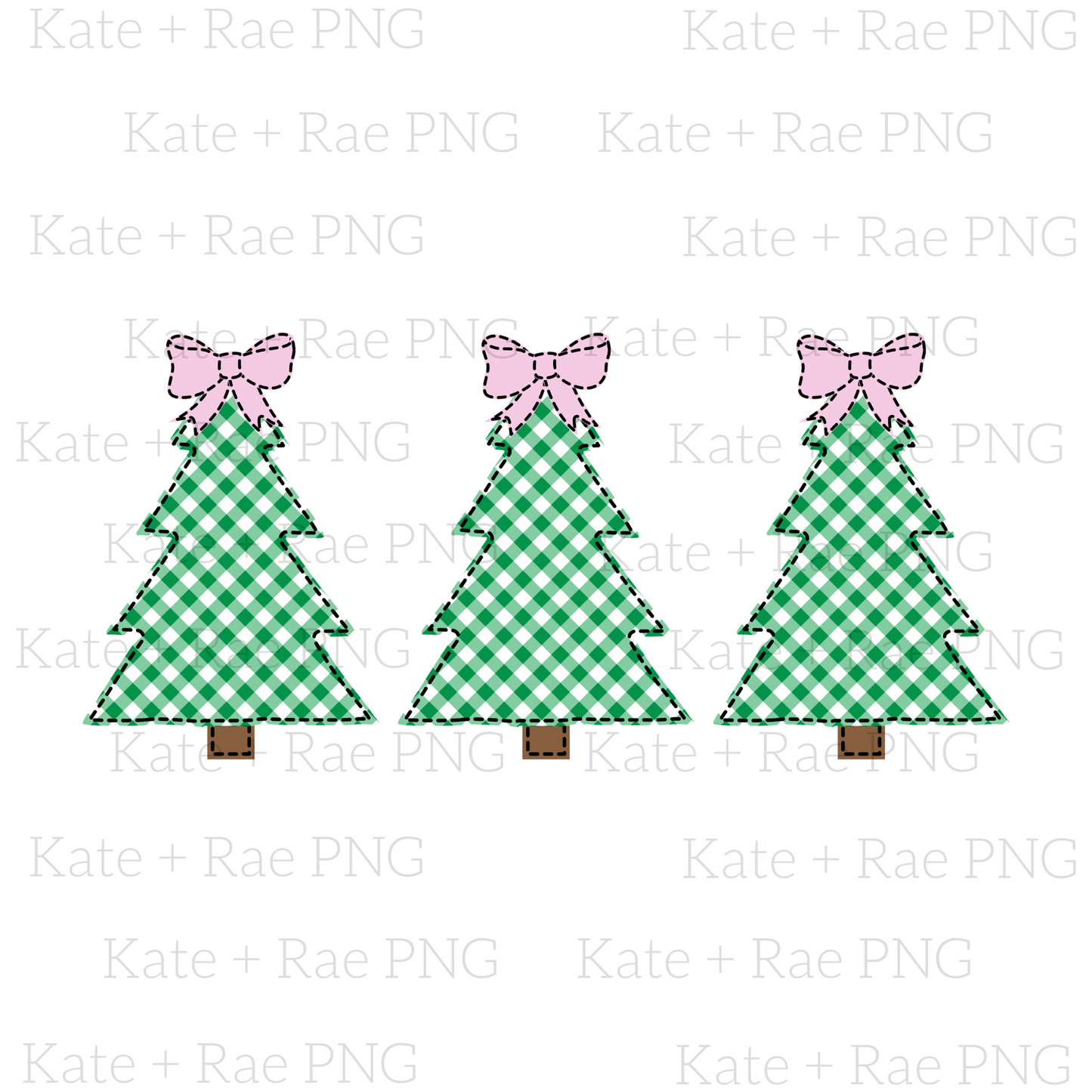 Girls Faux Applique Christmas Tree Trio PNG