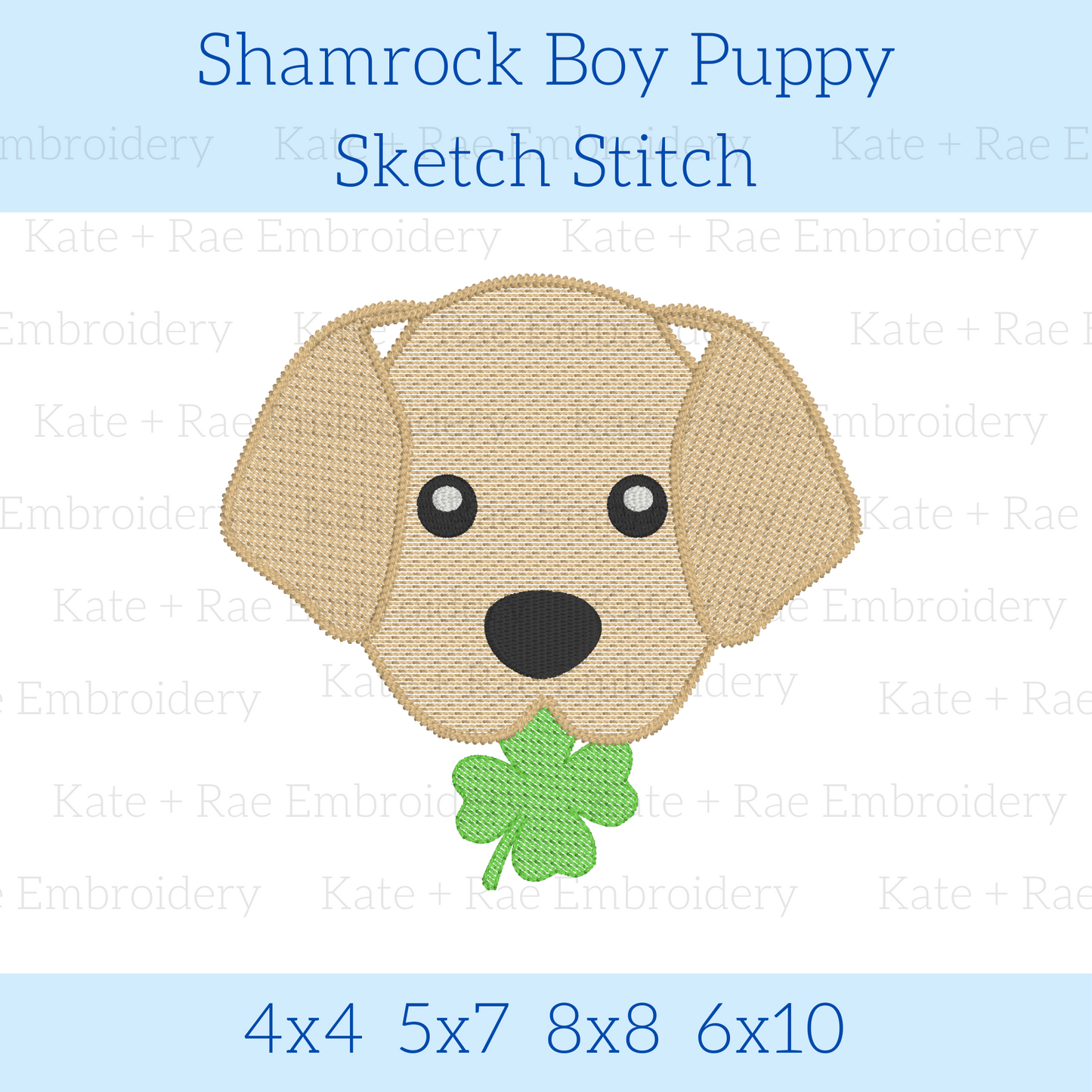 Boys St. Patrick's Day Puppy Dog Sketch Stitch Embroidery Design