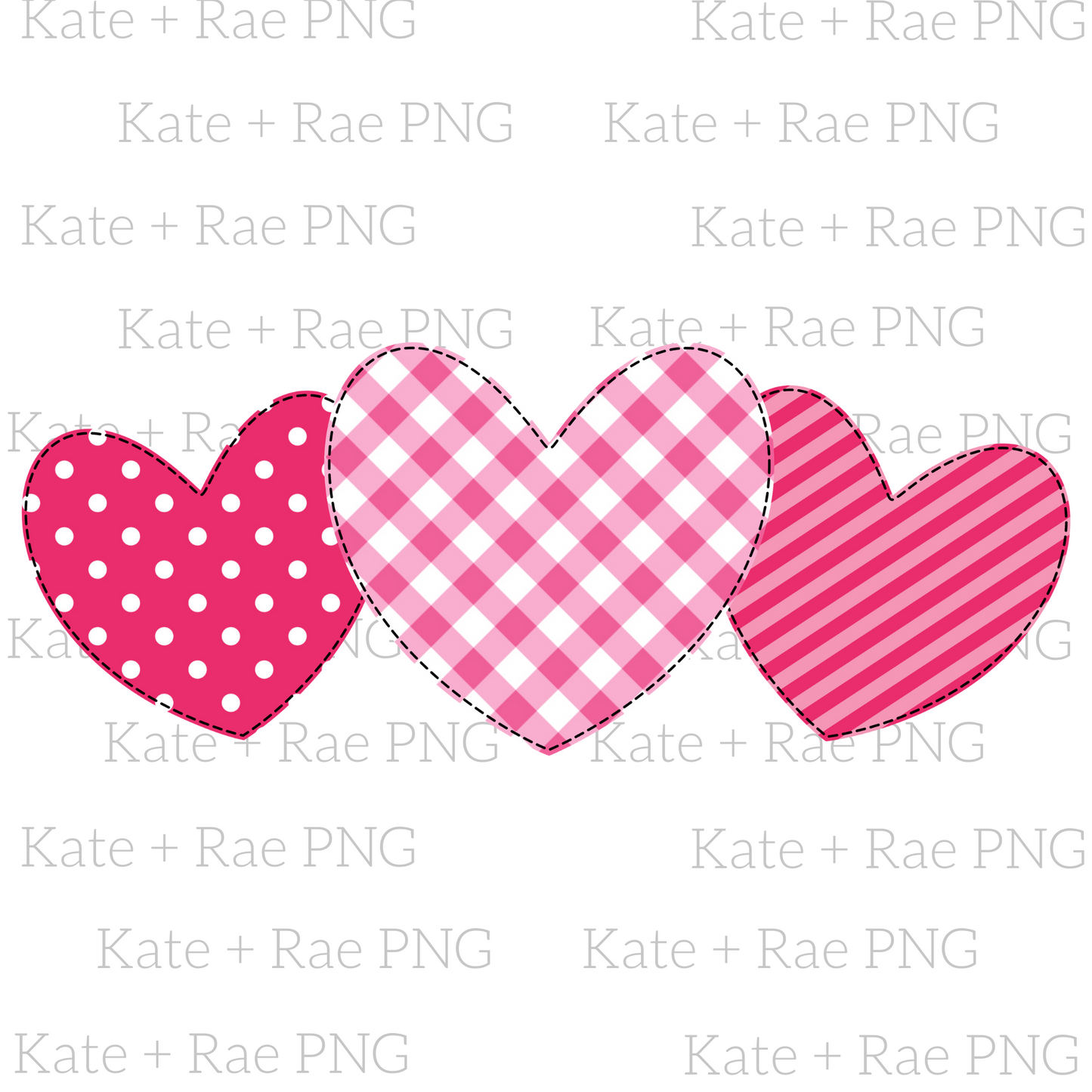 Heart Faux Applique Trio PNG