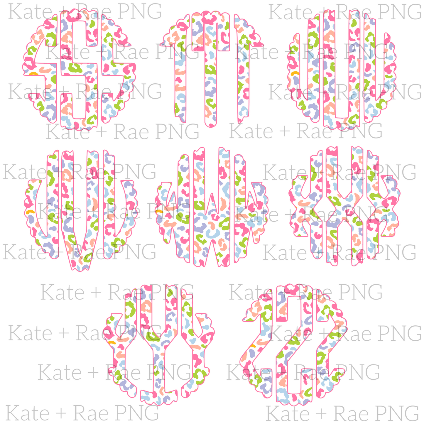 Spring Leopard Doodle Monogram Pack