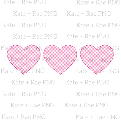 Pink Heart Faux Applique Trio PNG