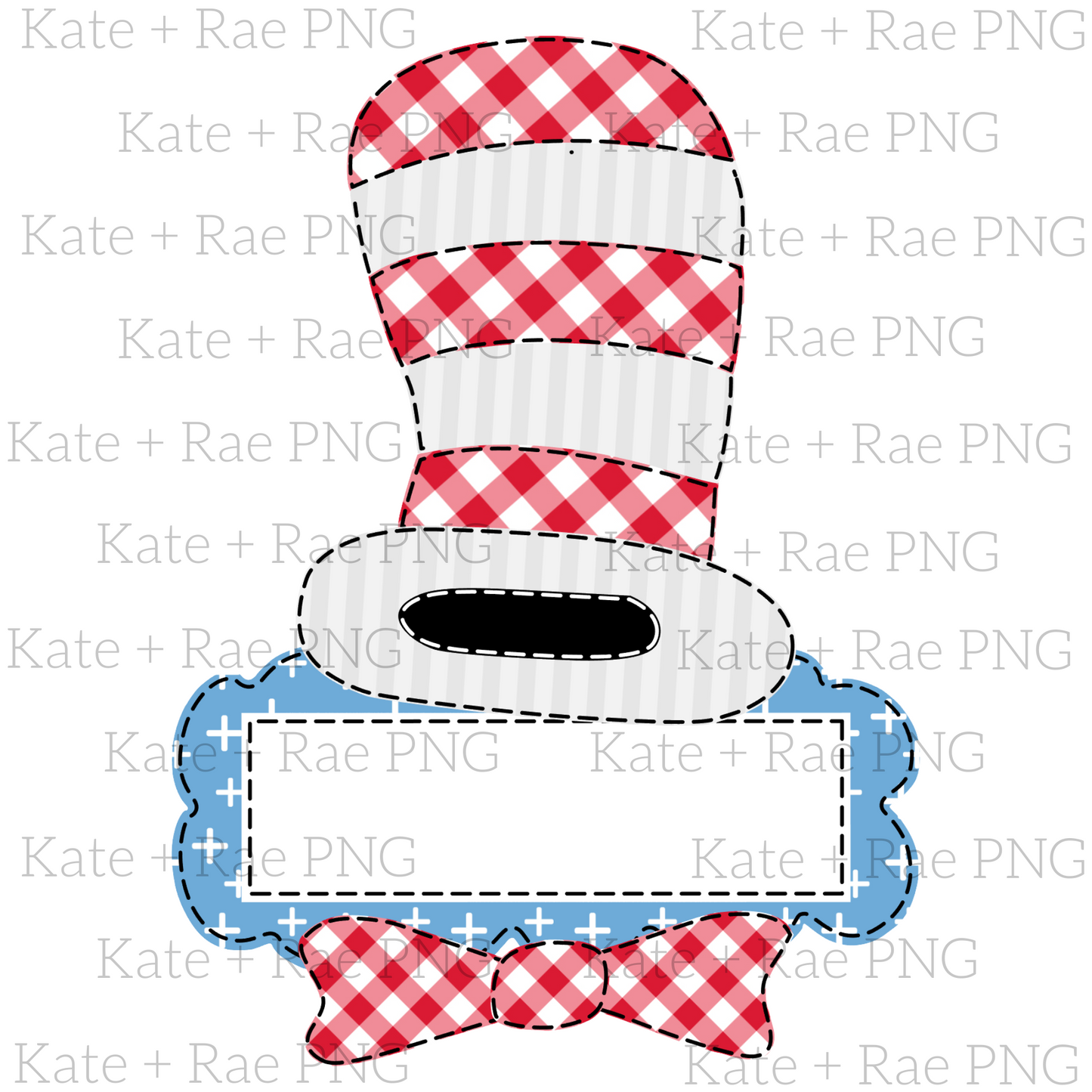 Girls Cat in the Hat Faux Applique PNG