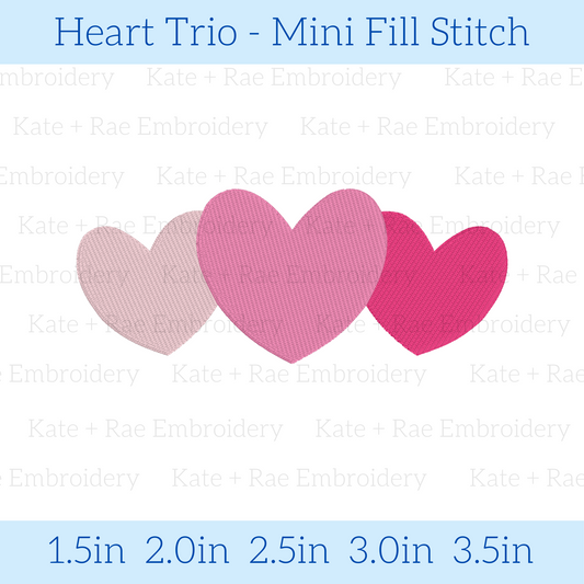 Heart Trio Mini Fill Embroidery Design