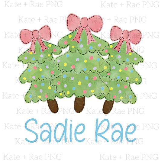 Christmas Tree Trio with Bows (No Name Plate)