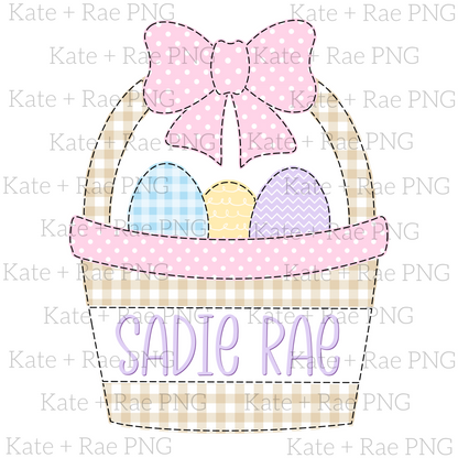 Girl's Easter Basket Faux Applique PNG