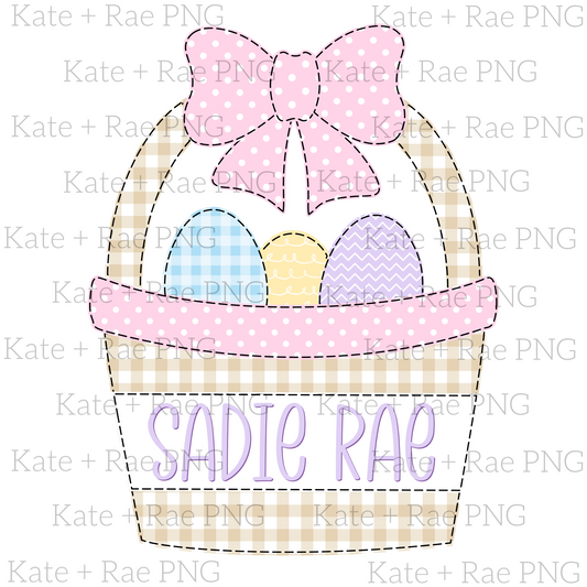 Girl's Easter Basket Faux Applique PNG