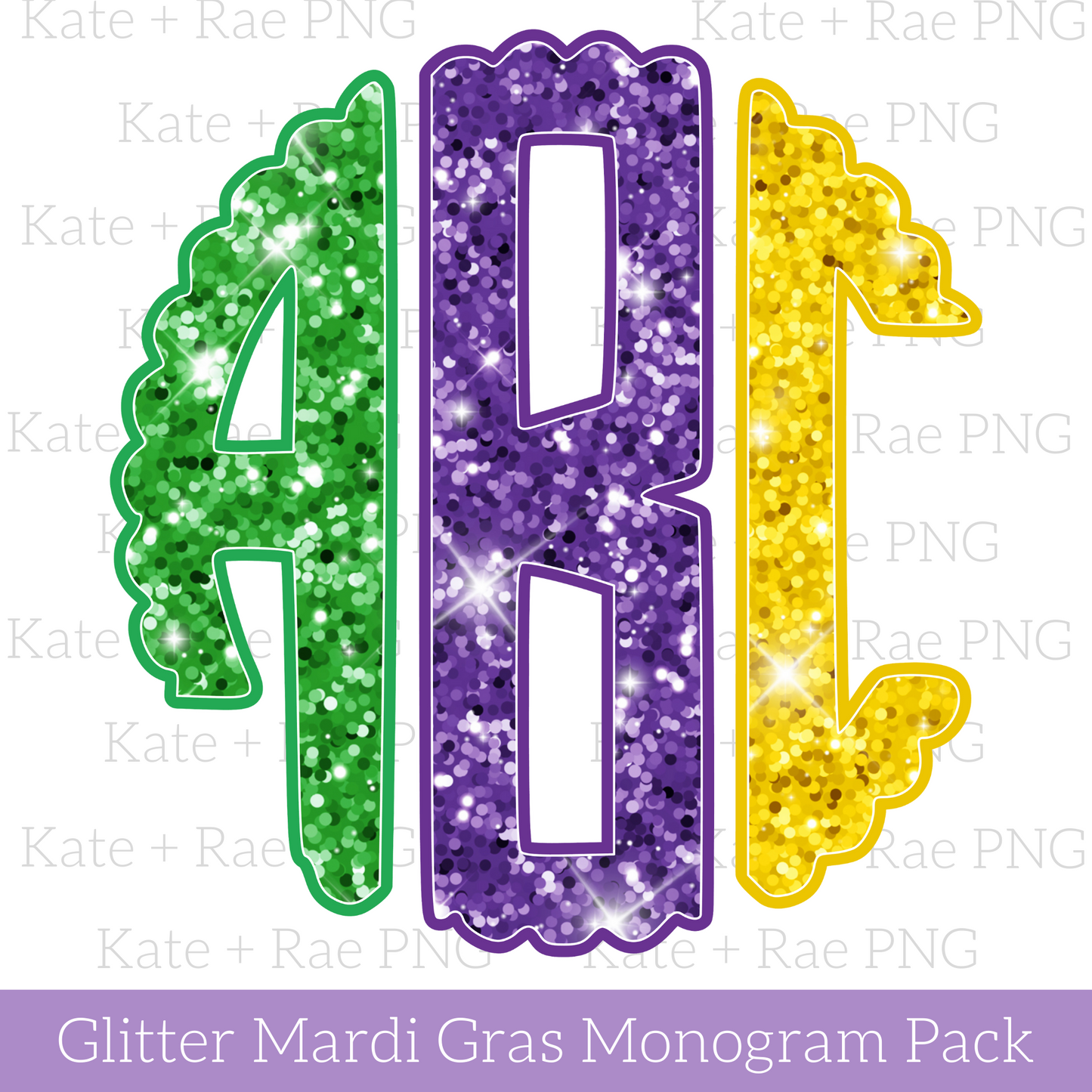 Glitter Mardi Gras Monogram PNG